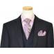 Extrema Navy Blue With Royal Blue / Mauve Double Pinstripes Super 140's Wool Vested Suit HA00207
